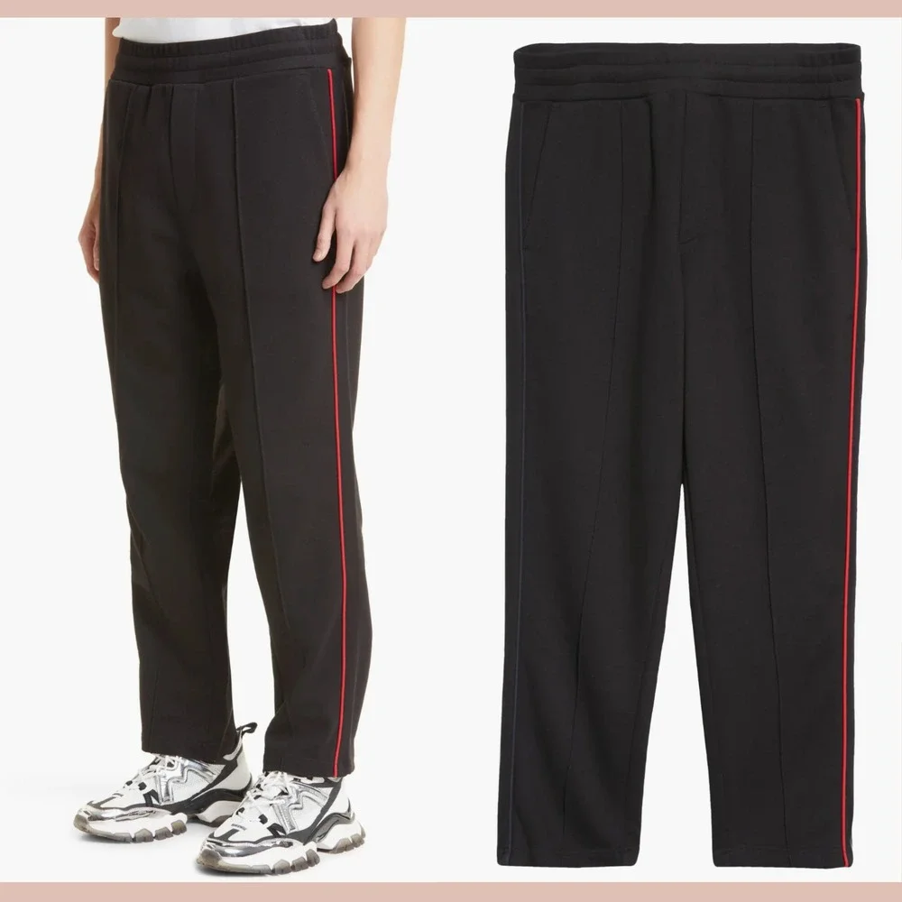 NWT $690 Moncler [ XXL ] Embroidered Logo Sweatpants in Black‎ #J1971